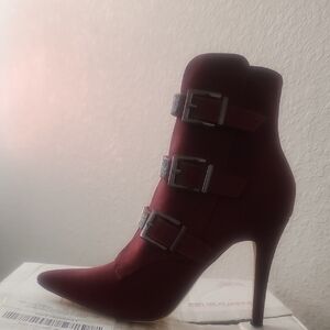 VENUS Burgundy Stiletto Ankle Boots